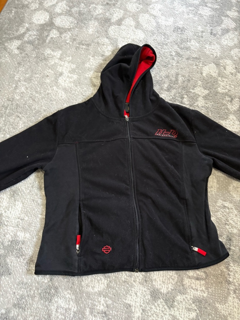 Harley-Davidson Black with Red Logo Fleece Pullover